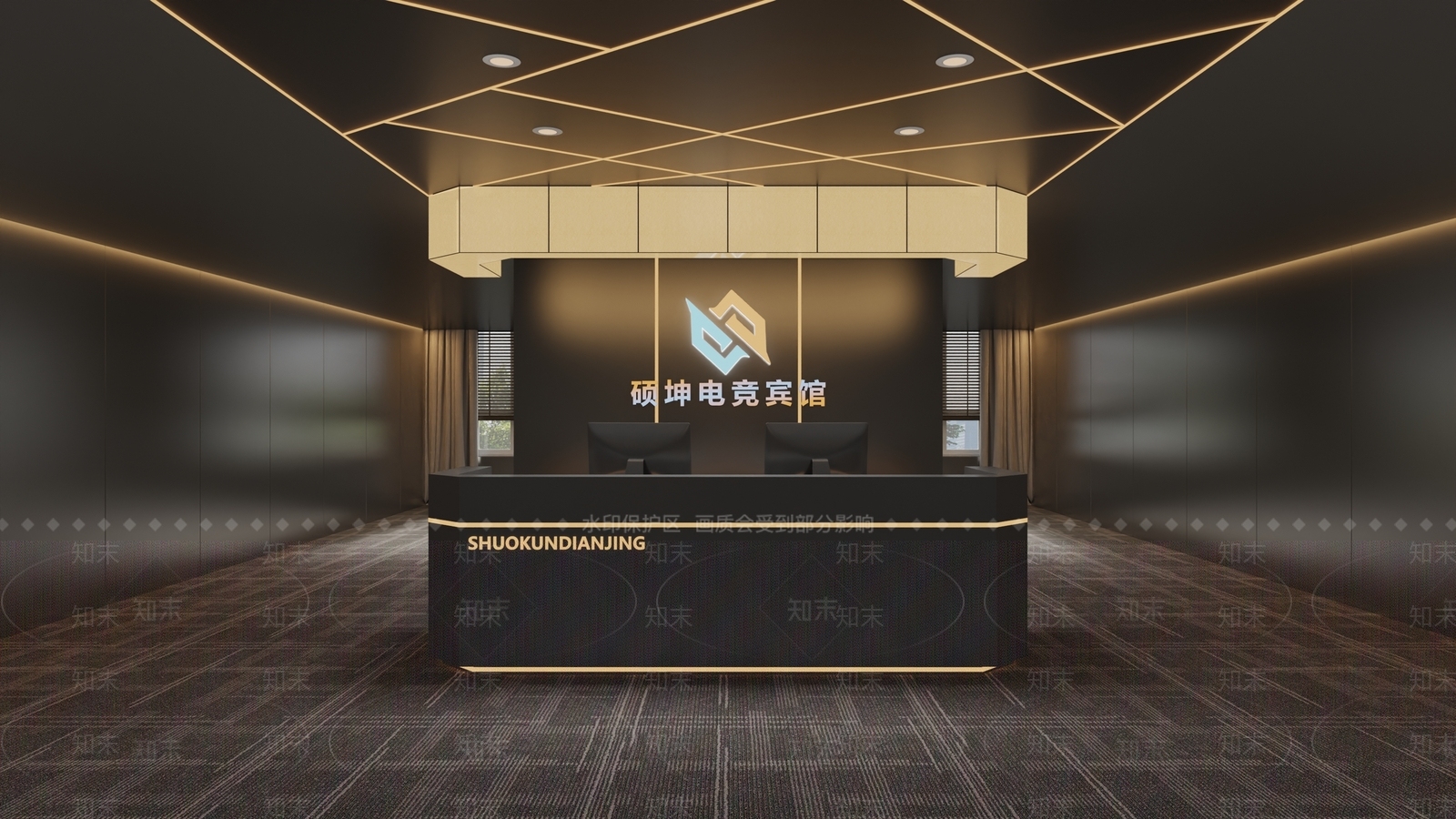 轻奢网吧网咖3D模型渲染效果图