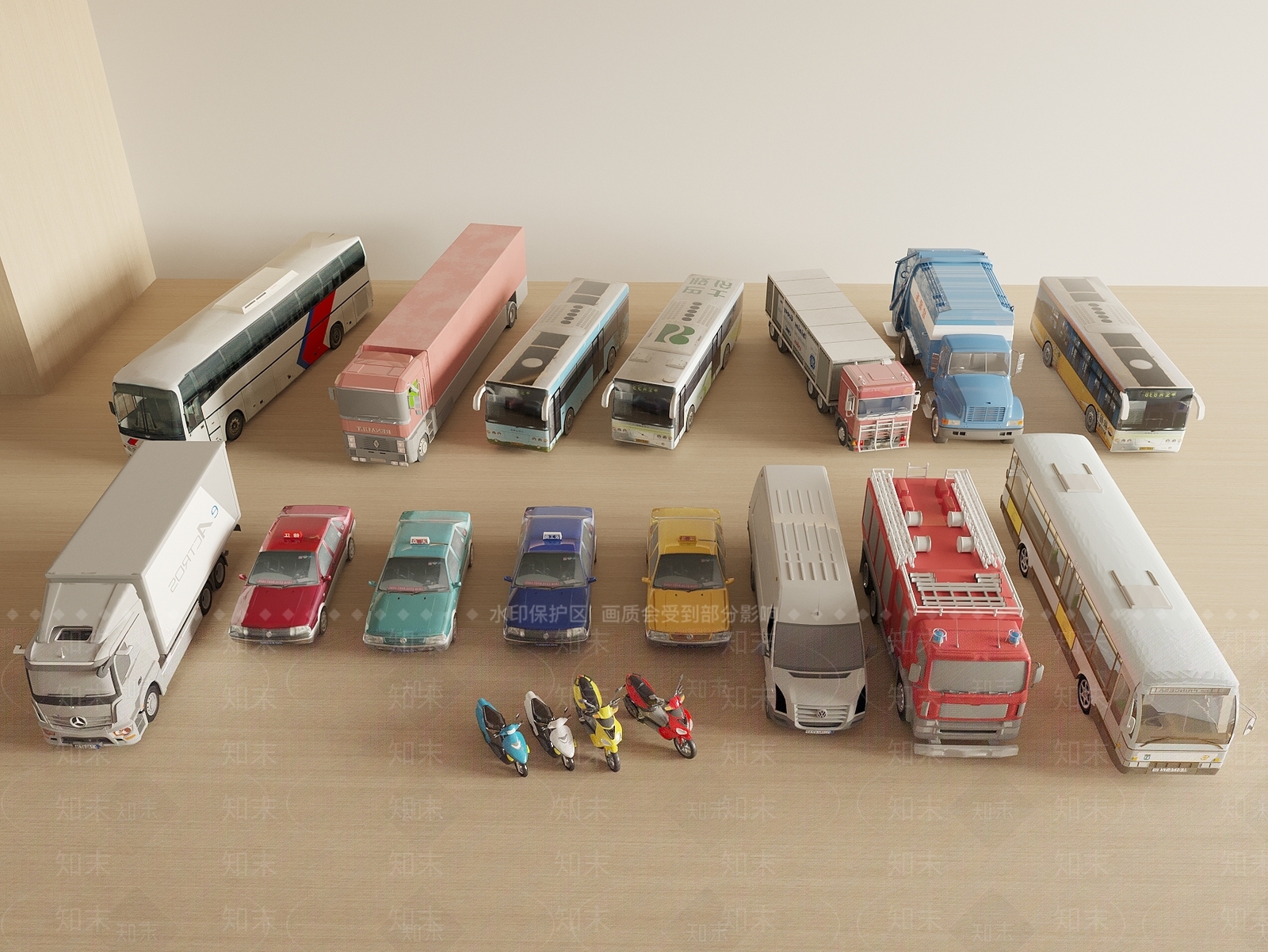 原木风汽车3D模型渲染效果图