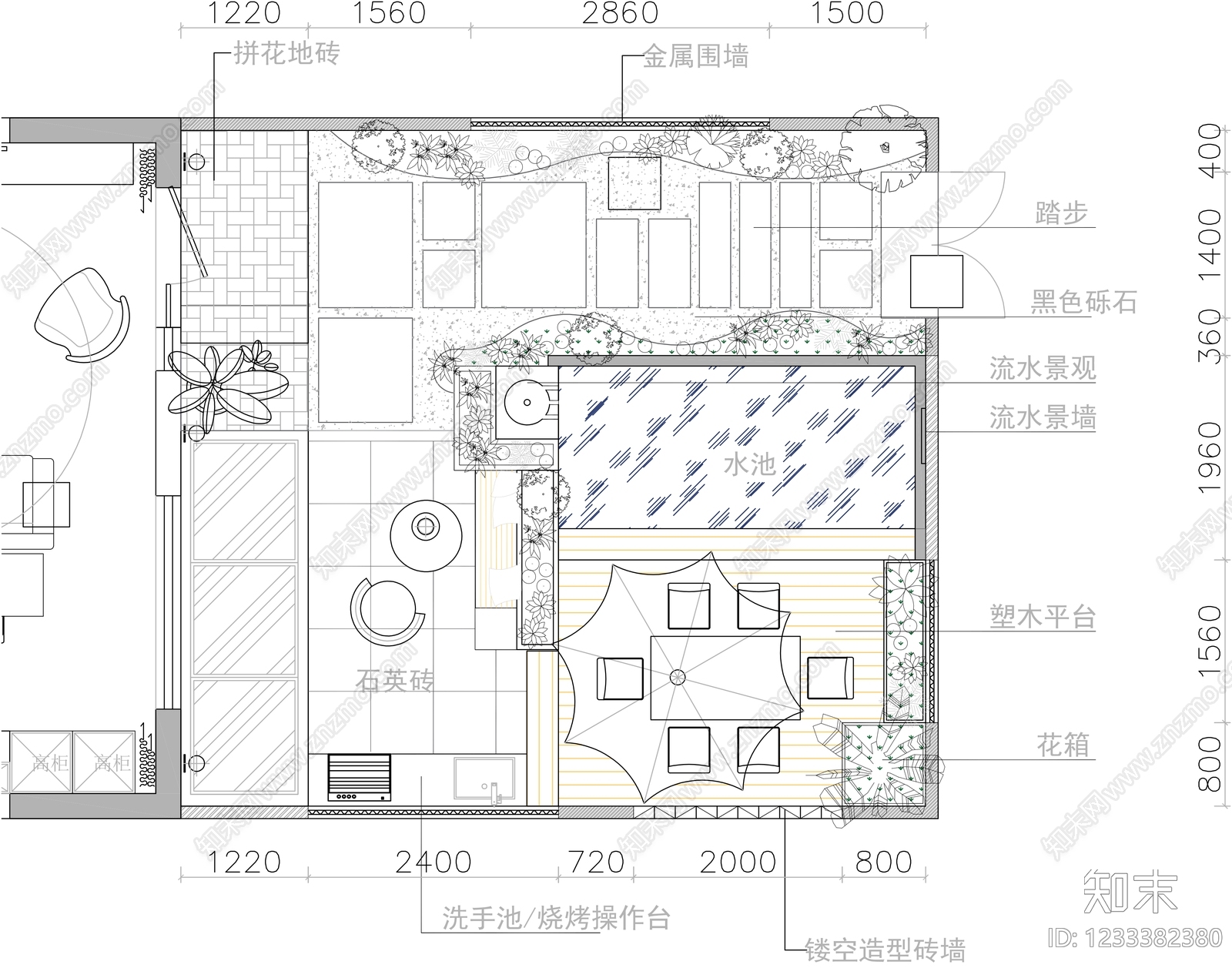 庭院cad施工图下载【ID:1233382380】