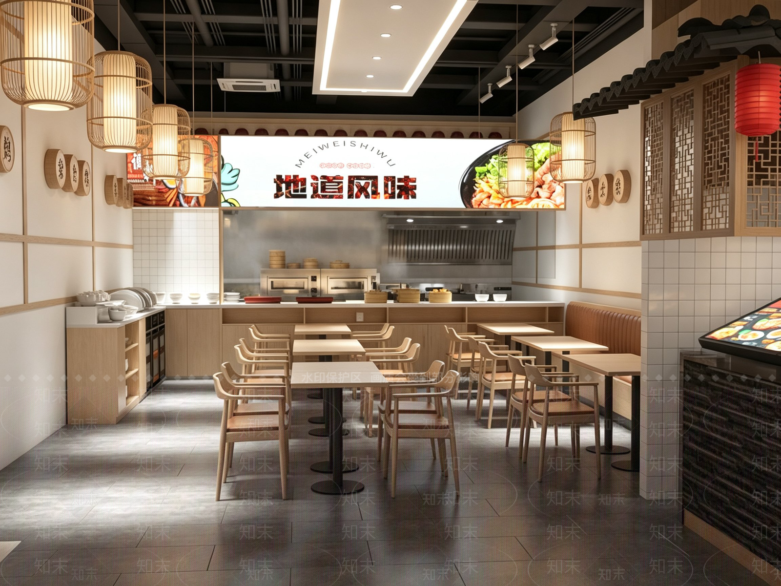 新中式快餐店3D模型下载【ID:1233382899】