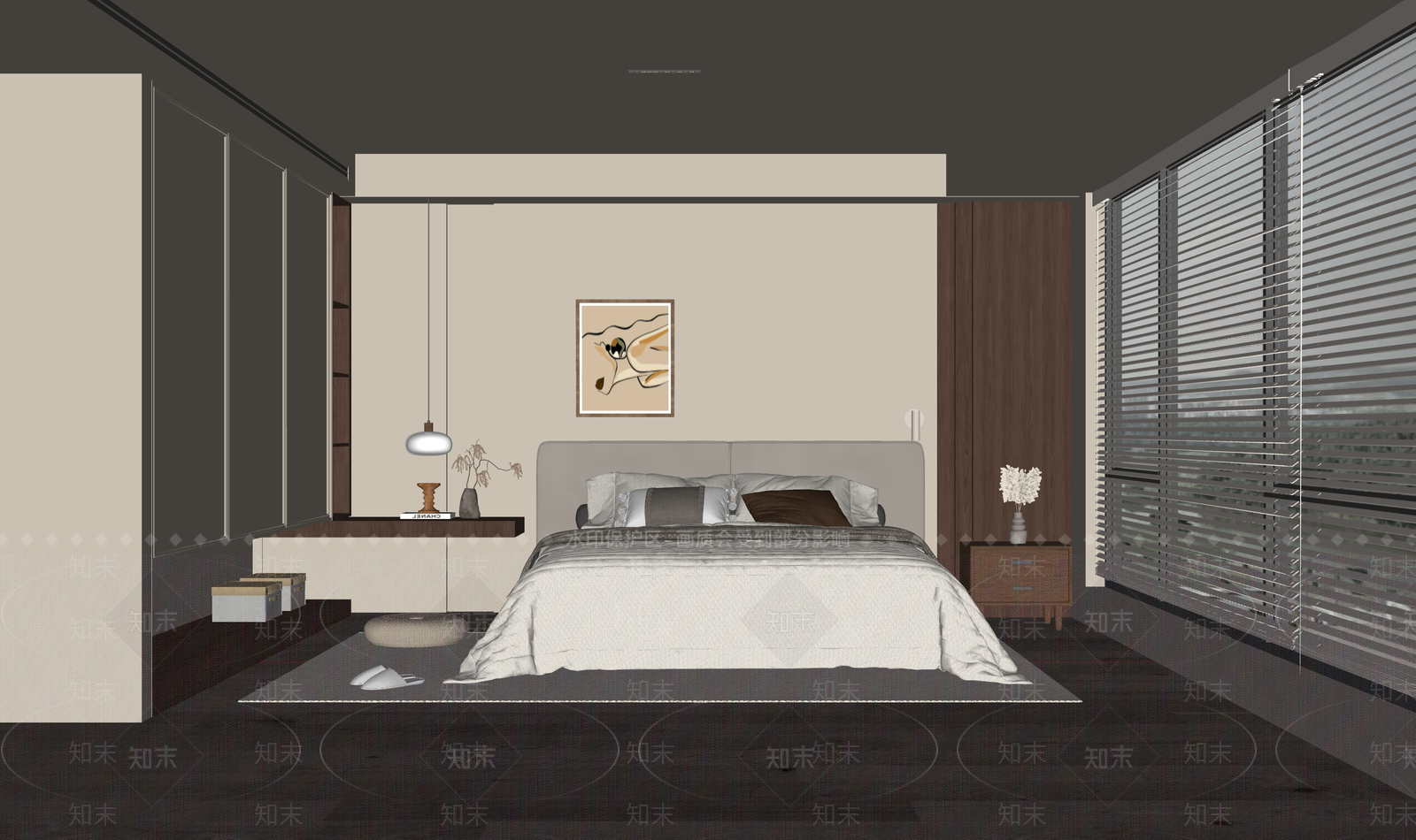 现代简约主卧SU模型下载【ID:1233386853】
