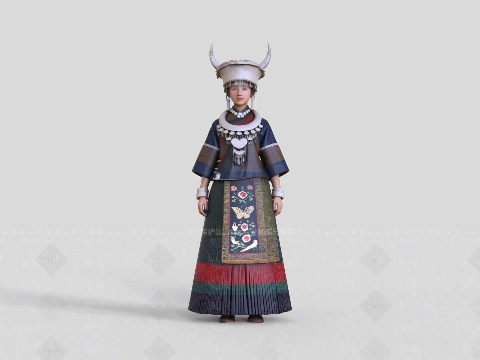 中式女人3D模型下载【ID:1233389098】