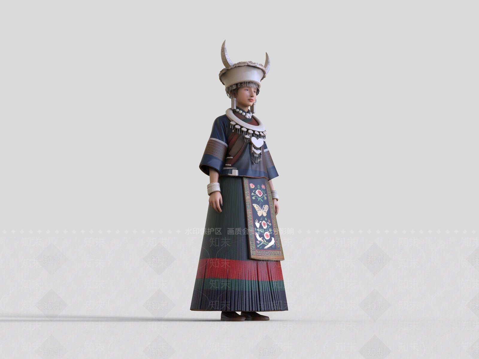 中式女人3D模型下载【ID:1233389098】