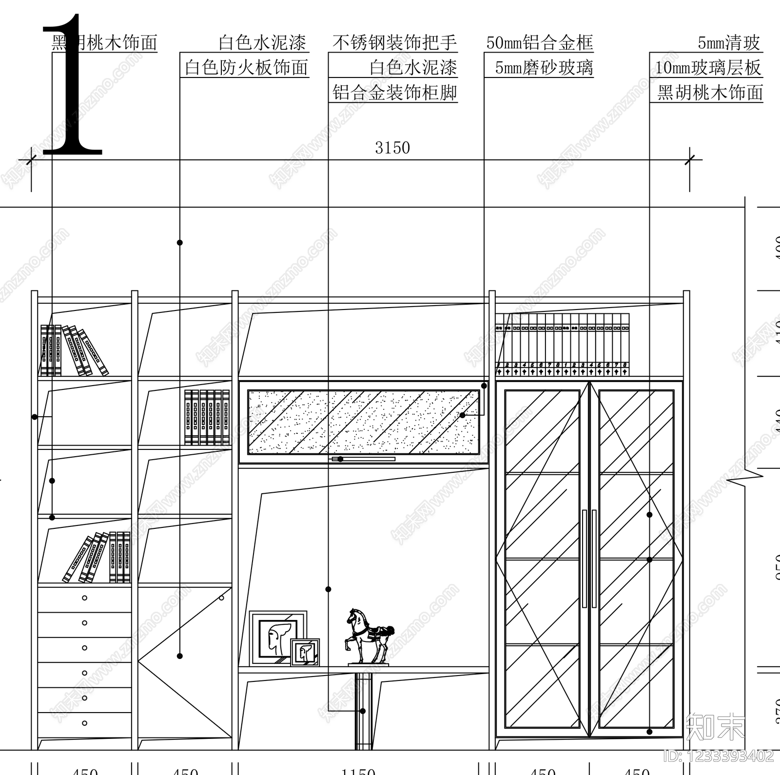 柜子cad施工图下载【ID:1233393402】