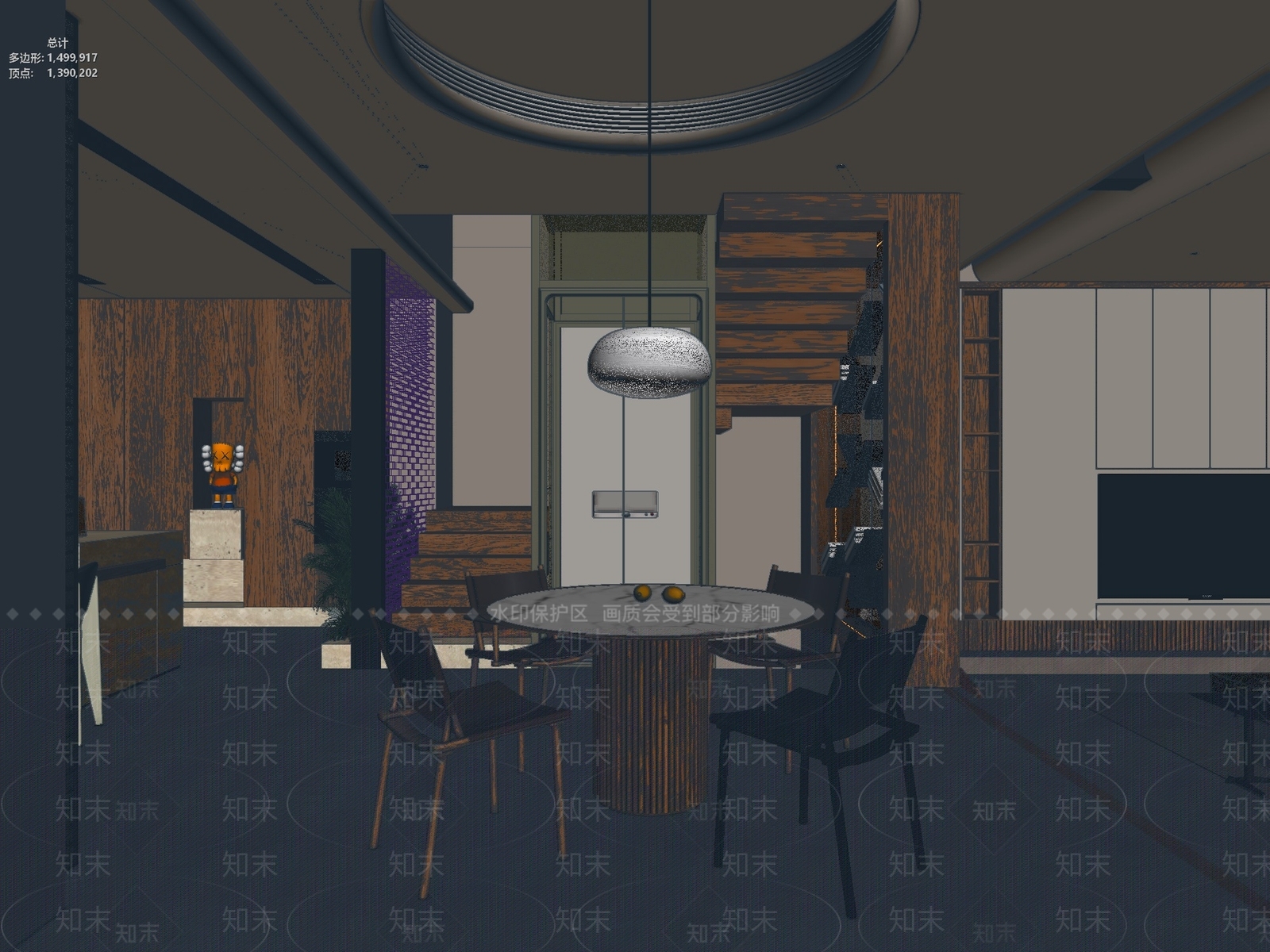 原木风餐桌椅3D模型下载【ID:1233393615】