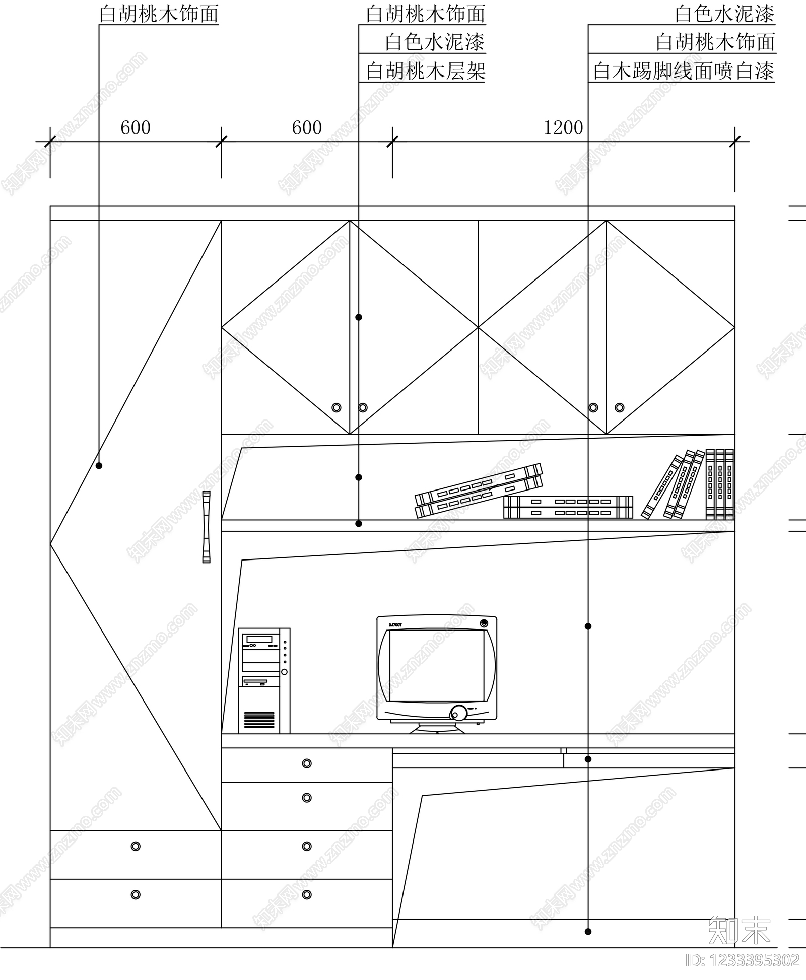 柜子cad施工图下载【ID:1233395302】