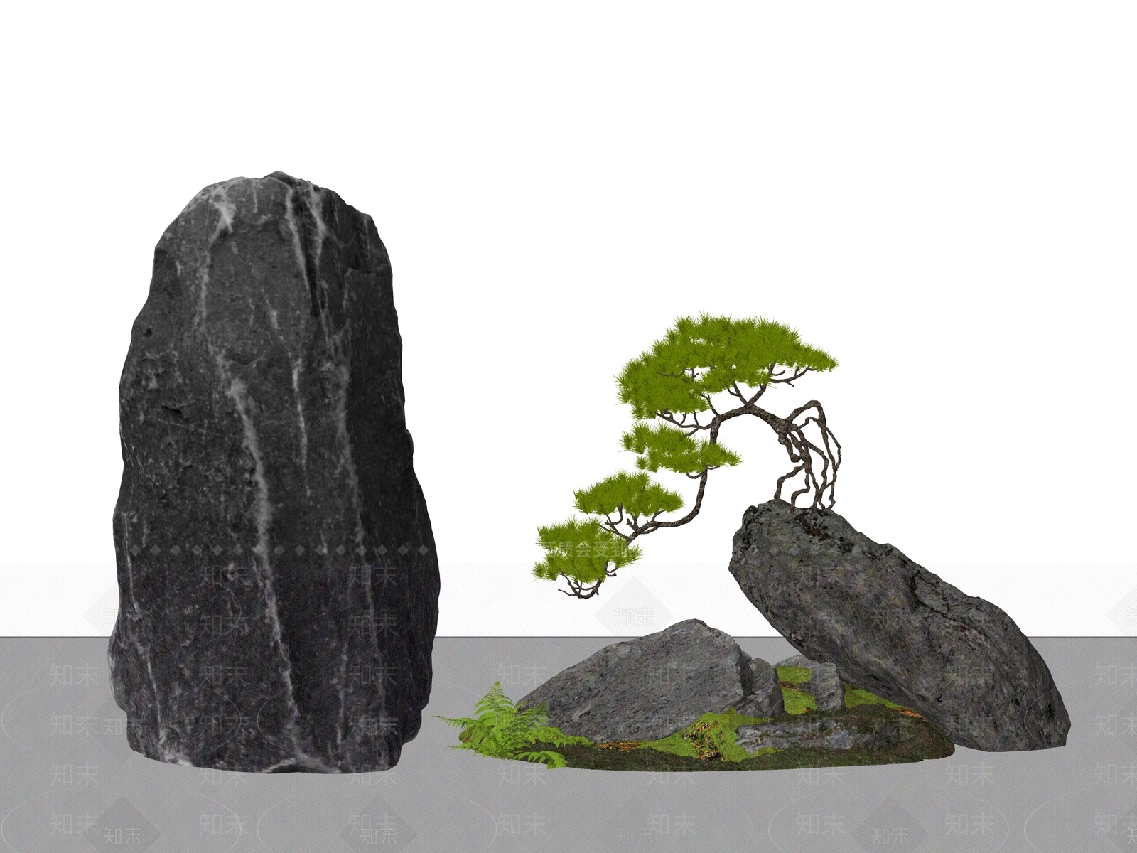 禅意塑山地形SU模型下载【ID:1233398094】