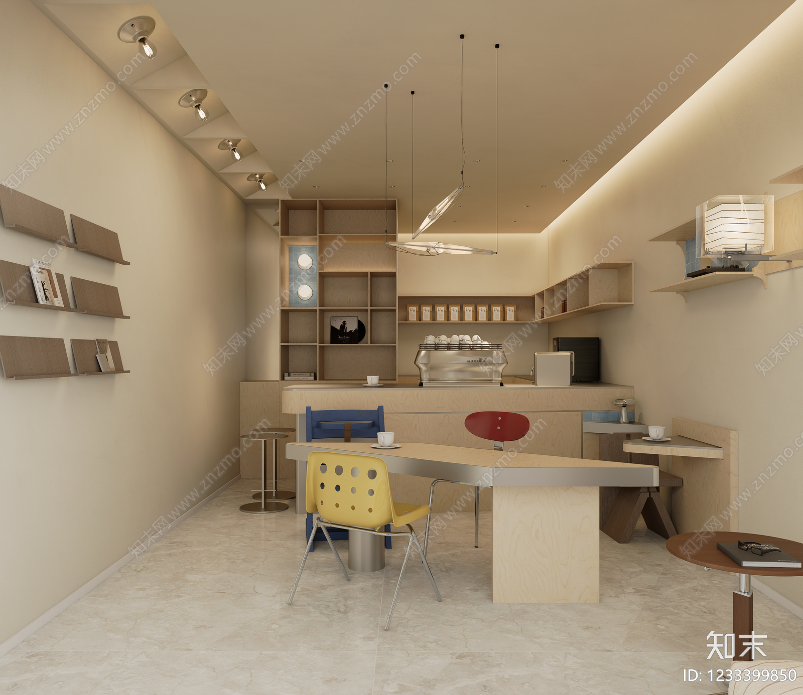 现代简约咖啡厅SU模型下载【ID:1233399850】