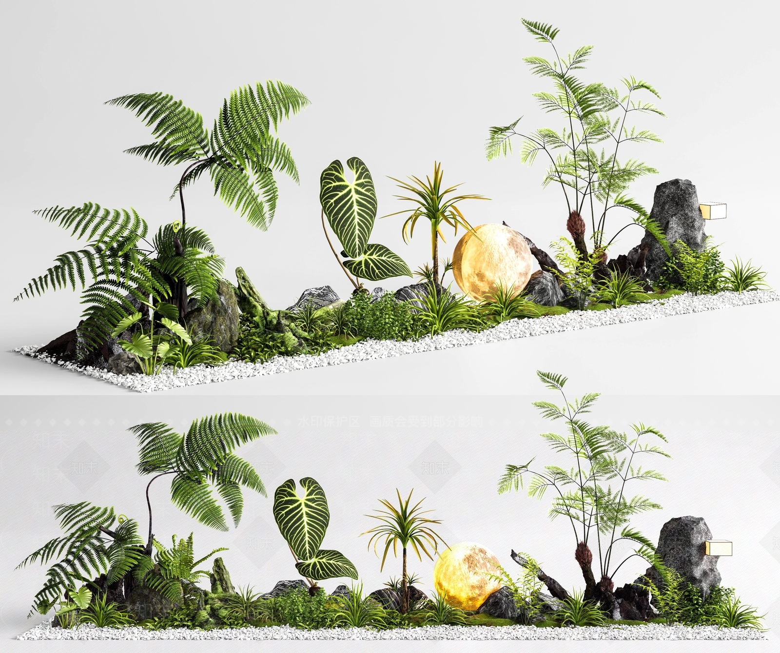新中式景观花境3D模型下载【ID:1233399873】