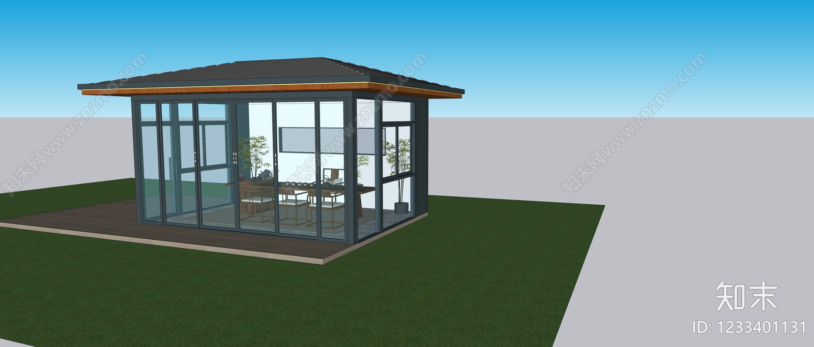 新中式小公建SU模型下载【ID:1233401131】