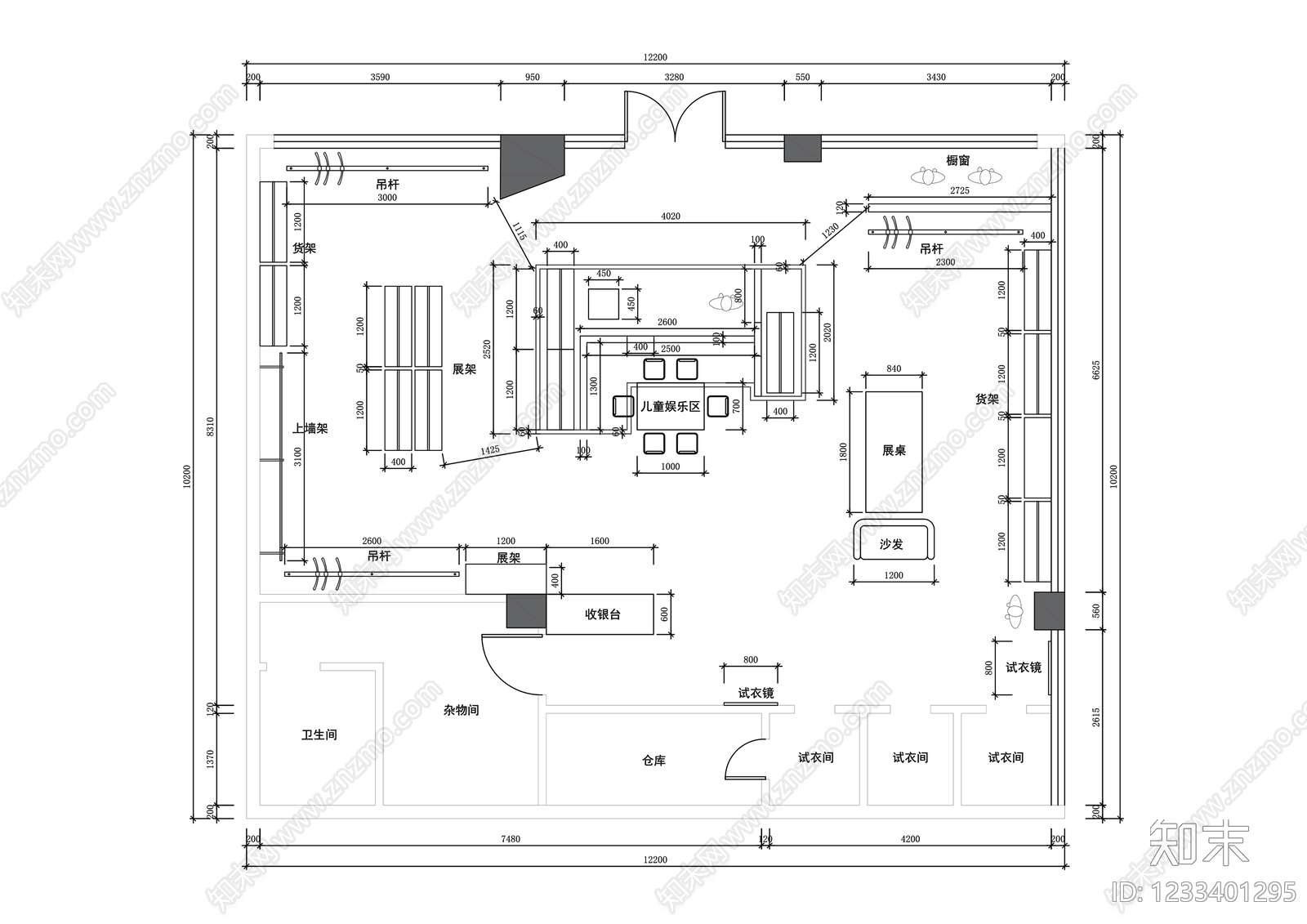 服装店cad施工图下载【ID:1233401295】