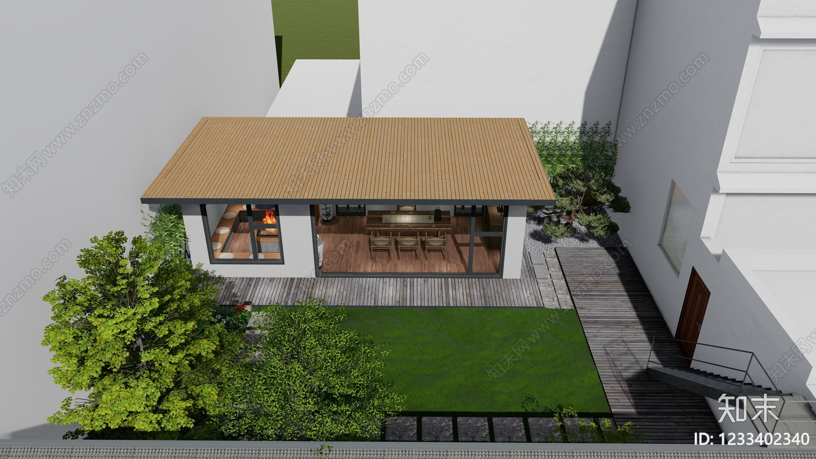 新中式茶室SU模型下载【ID:1233402340】