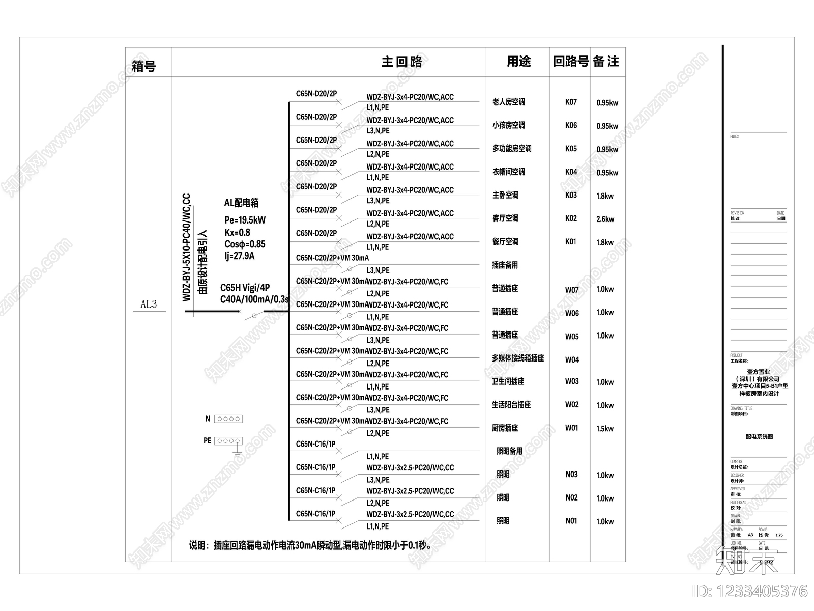 35套家装工装室内设计全屋电气CAD系统图配电箱系统图cad施工图下载【ID:1233405376】