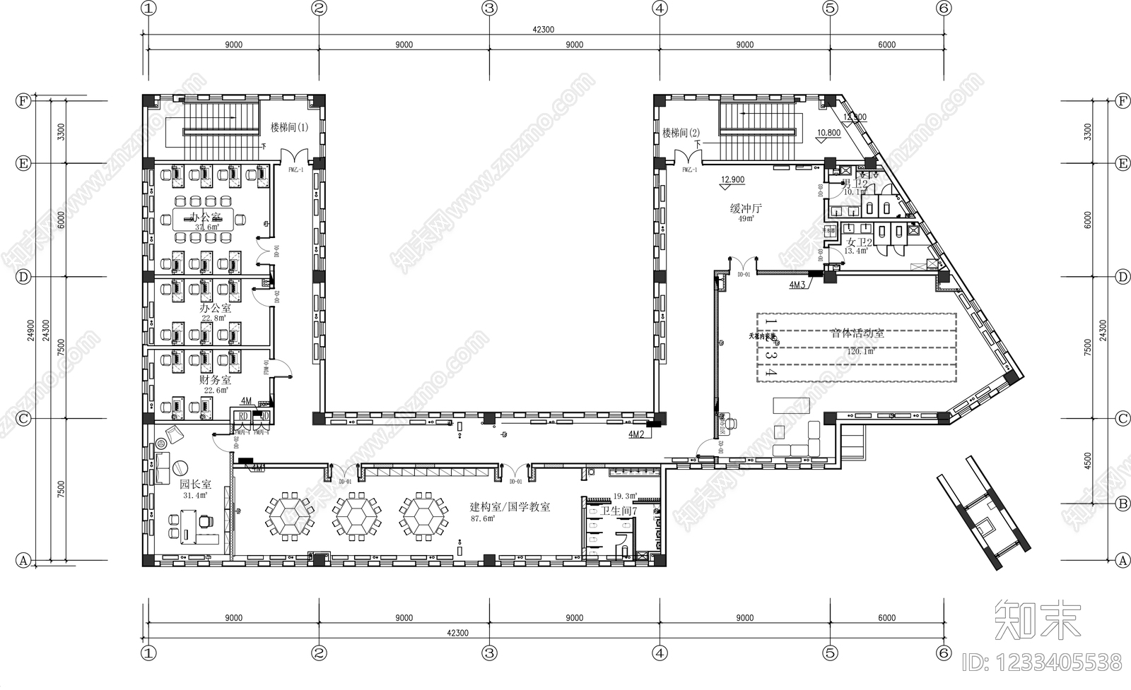 幼儿园cad施工图下载【ID:1233405538】