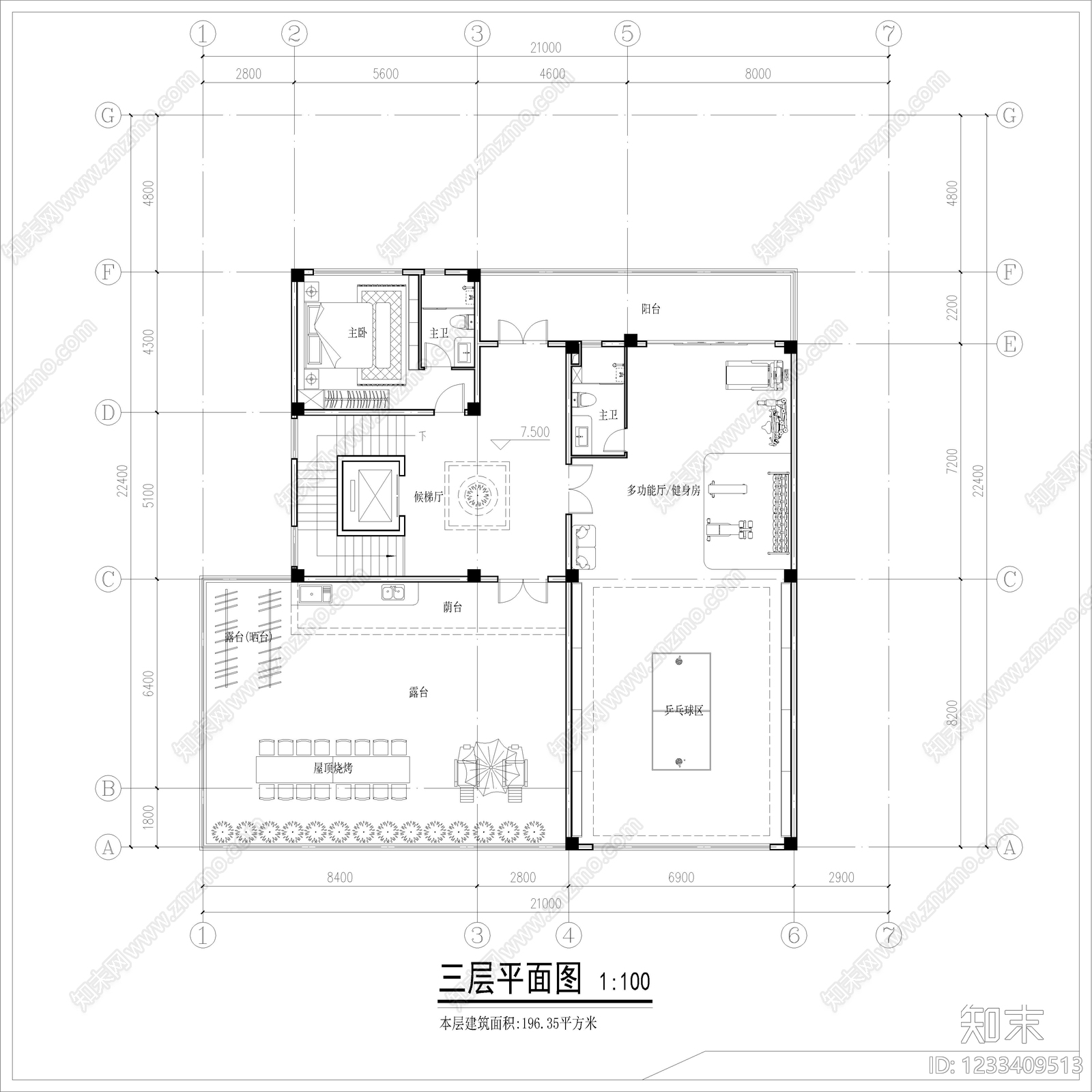 别墅建筑cad施工图下载【ID:1233409513】