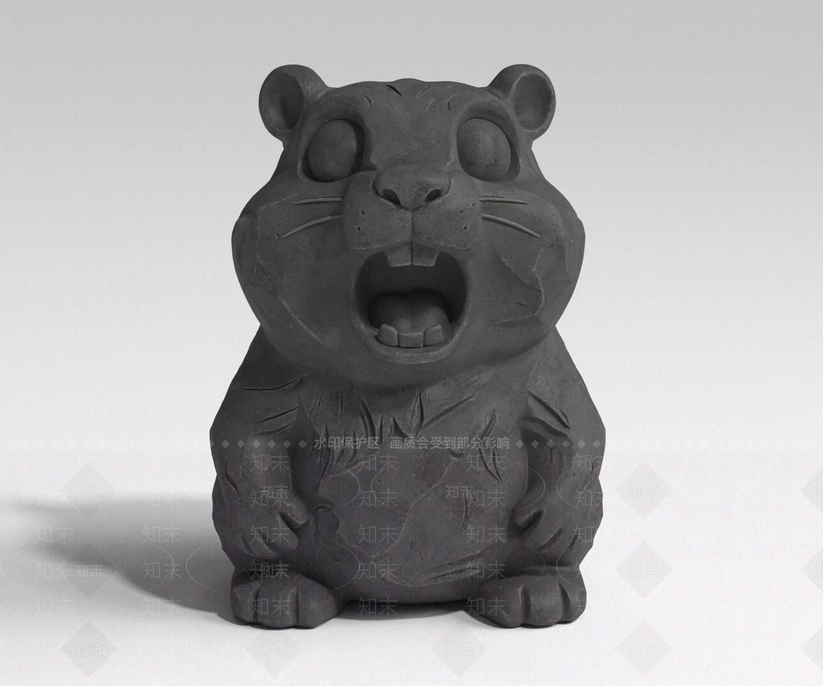侘寂雕塑摆件3D模型渲染效果图