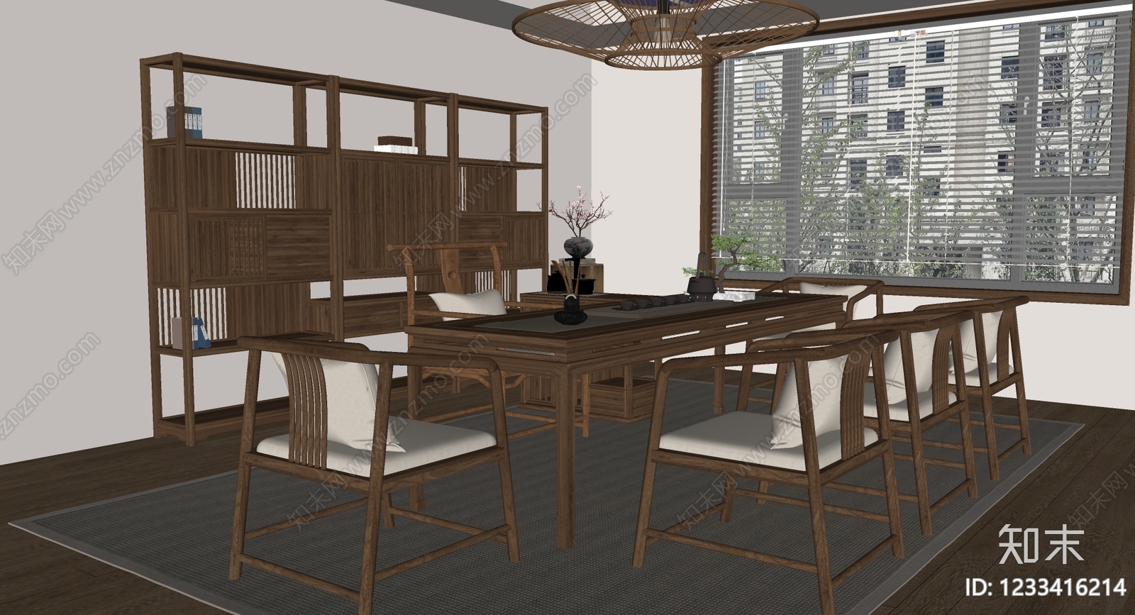 新中式茶室SU模型下载【ID:1233416214】