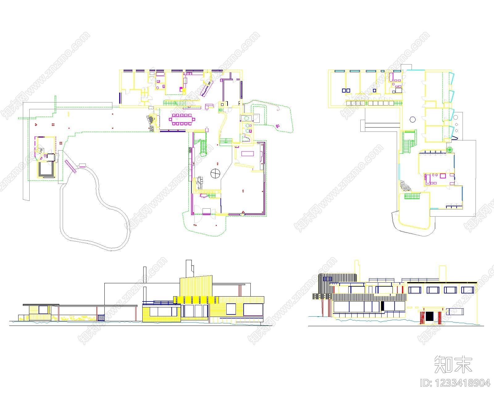 别墅建筑cad施工图下载【ID:1233418904】