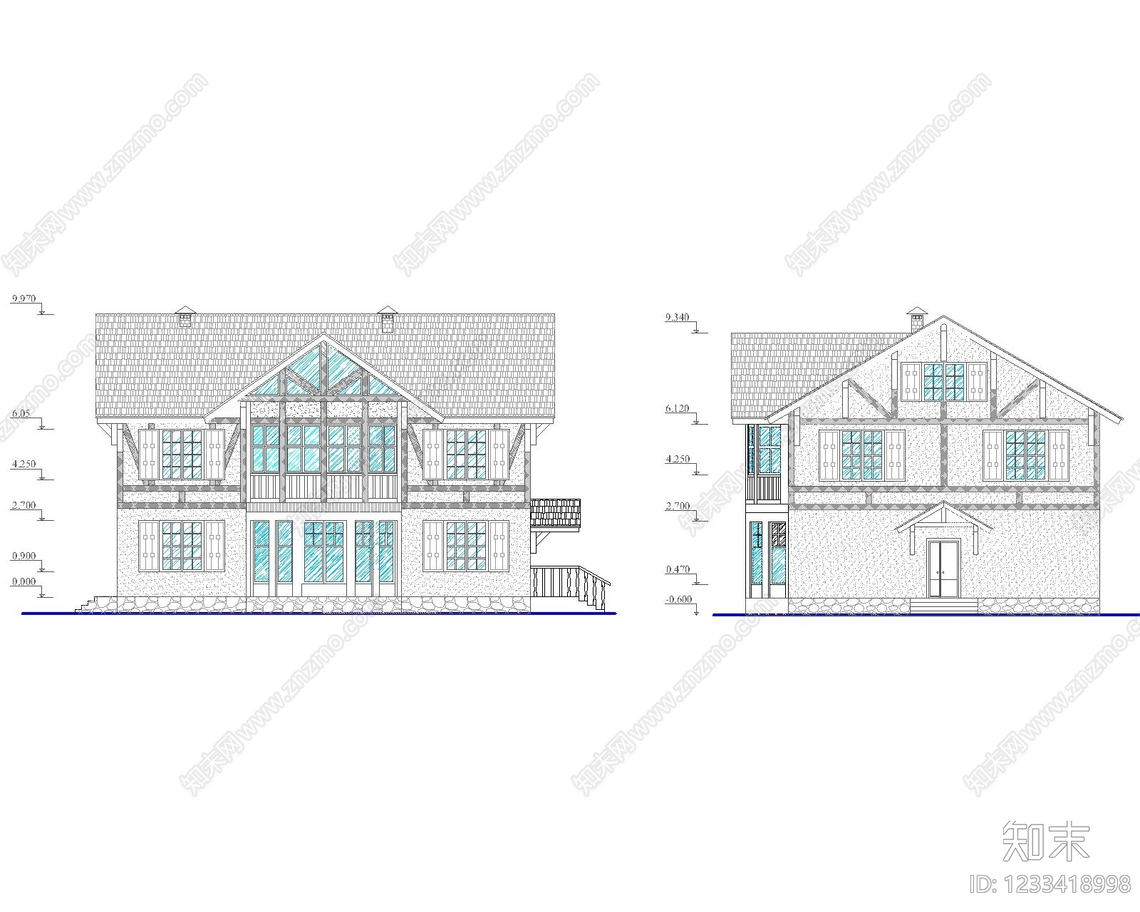 别墅建筑cad施工图下载【ID:1233418998】