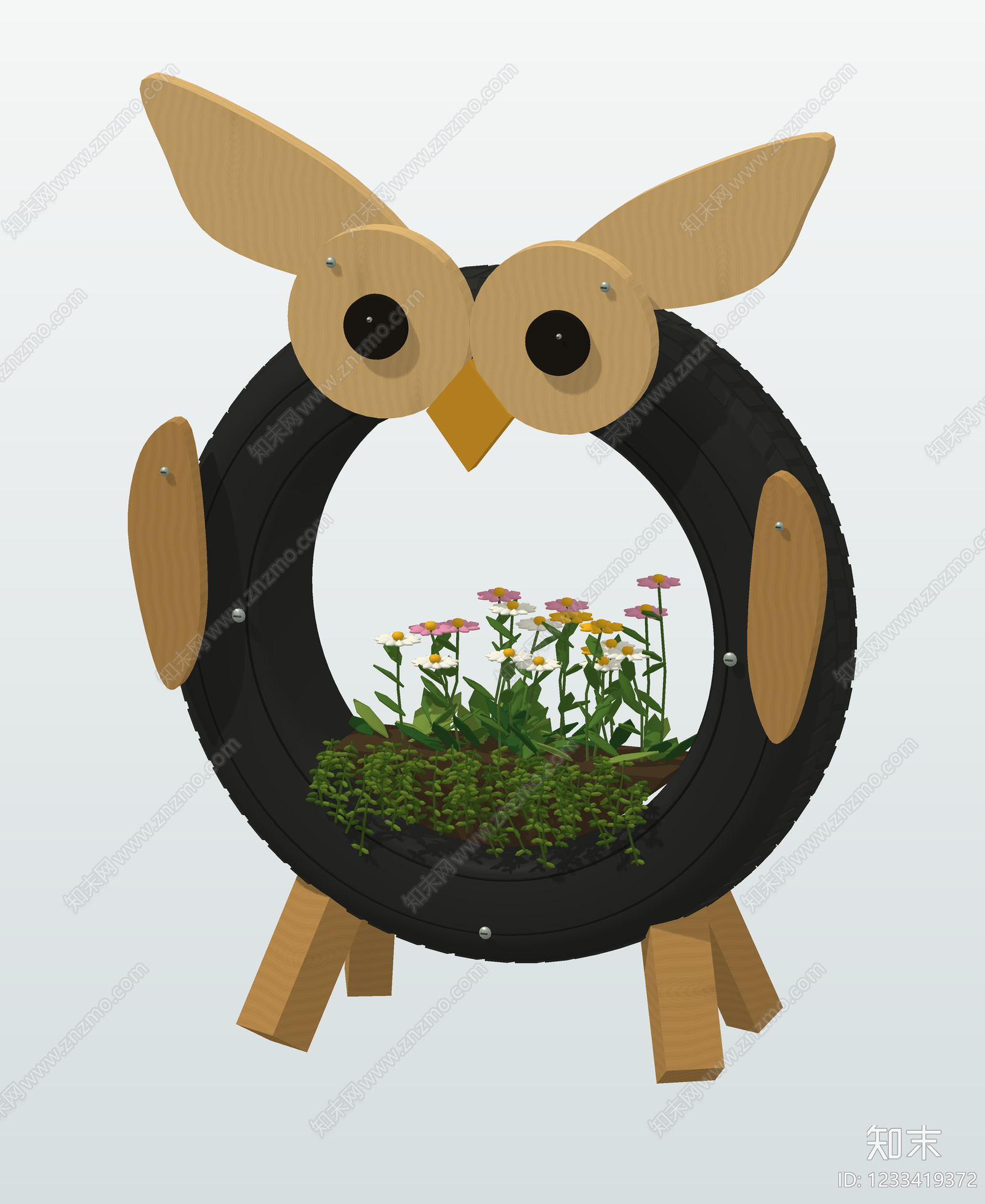 原木风绿植摆件SU模型下载【ID:1233419372】