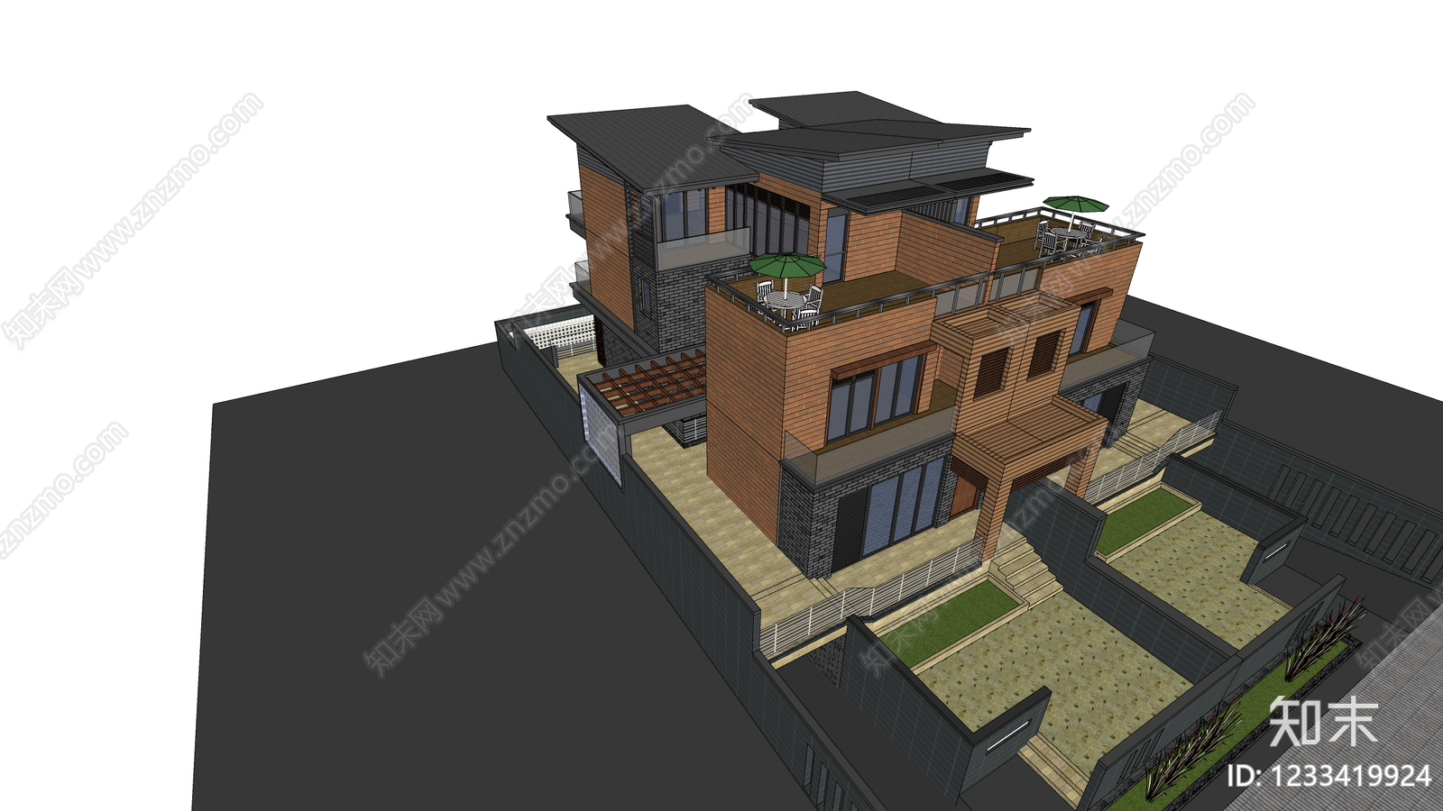 新中式多层住宅SU模型下载【ID:1233419924】