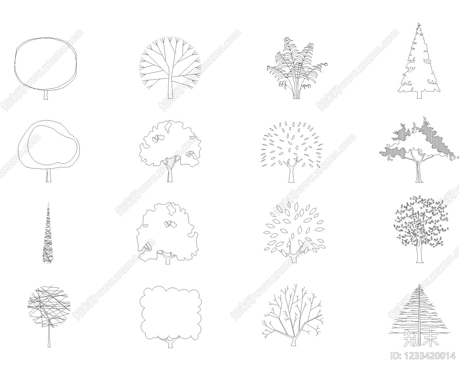 综合植物图库cad施工图下载【ID:1233420014】