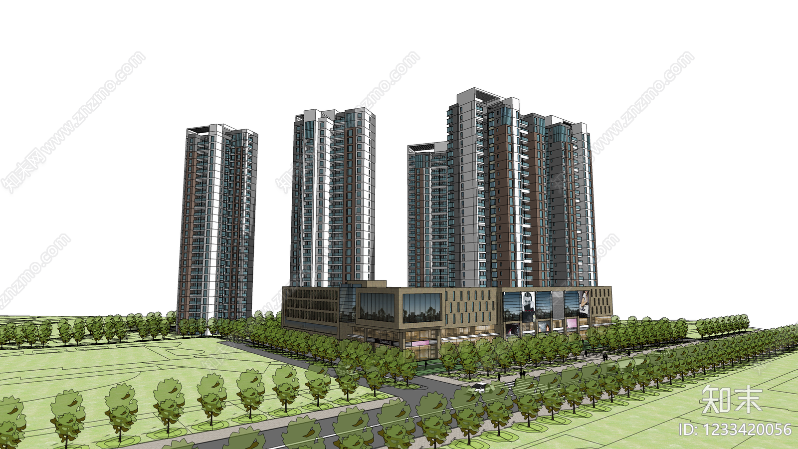 多层住宅SU模型下载【ID:1233420056】