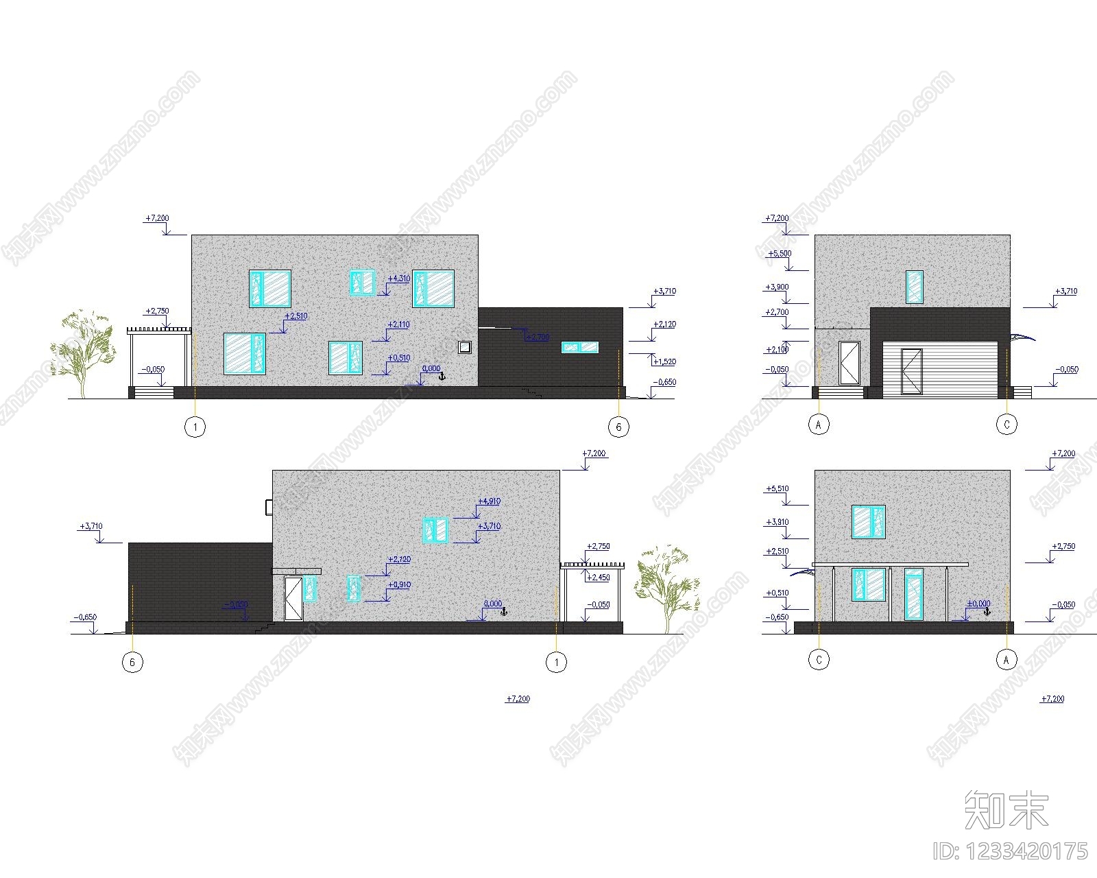 别墅建筑cad施工图下载【ID:1233420175】