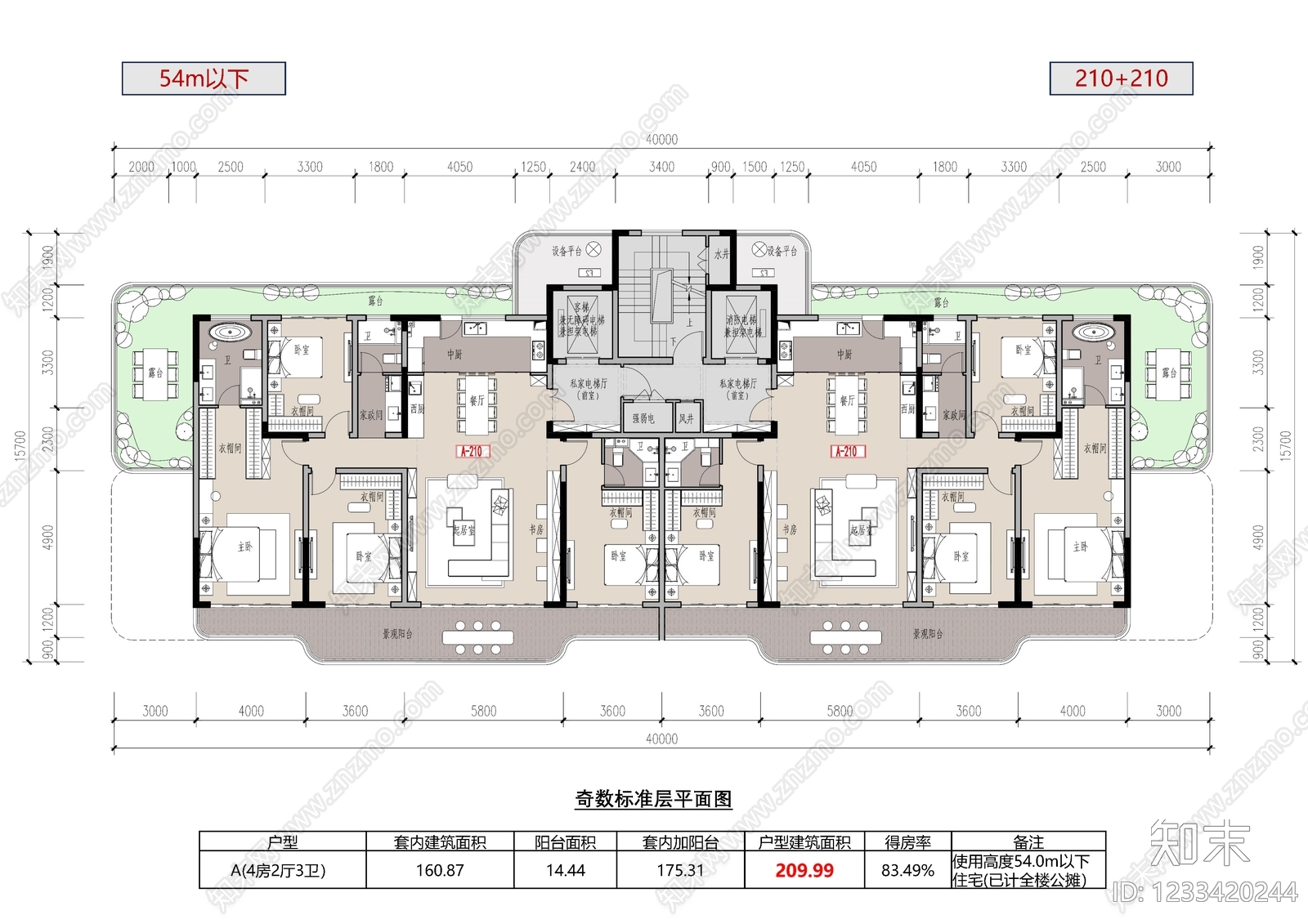 四居cad施工图下载【ID:1233420244】