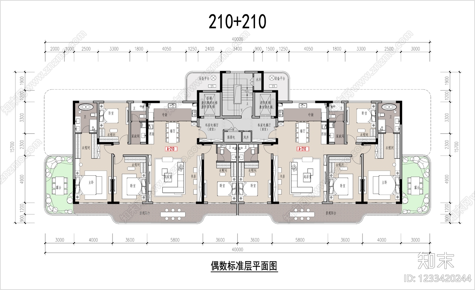 四居cad施工图下载【ID:1233420244】