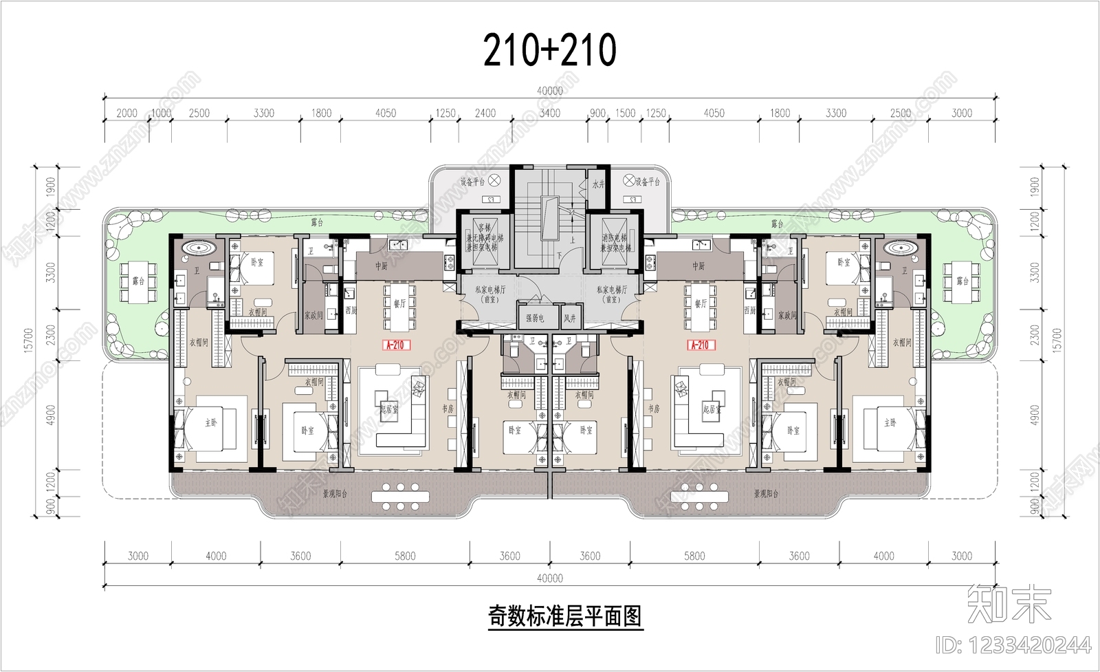 四居cad施工图下载【ID:1233420244】