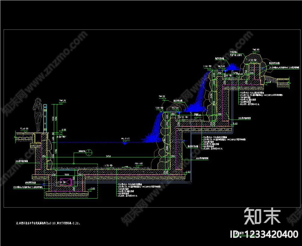 公园湖泊水域区cad施工图下载【ID:1233420400】
