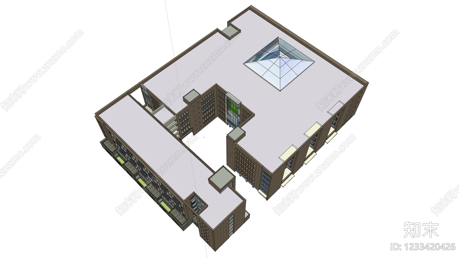 现代主义学校建筑SU模型下载【ID:1233420426】