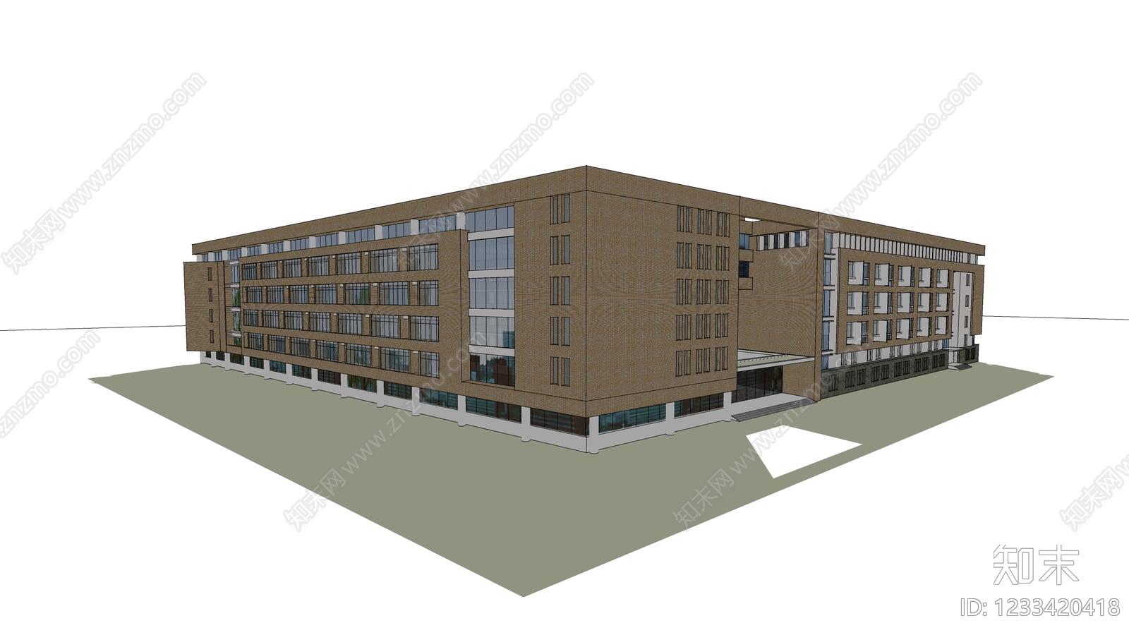 现代主义学校建筑SU模型下载【ID:1233420418】