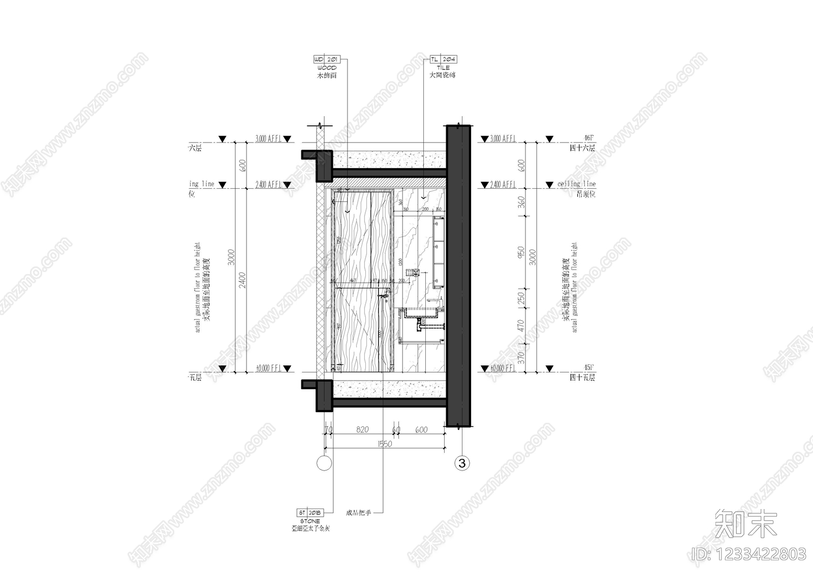 家装立面图cad施工图下载【ID:1233422803】