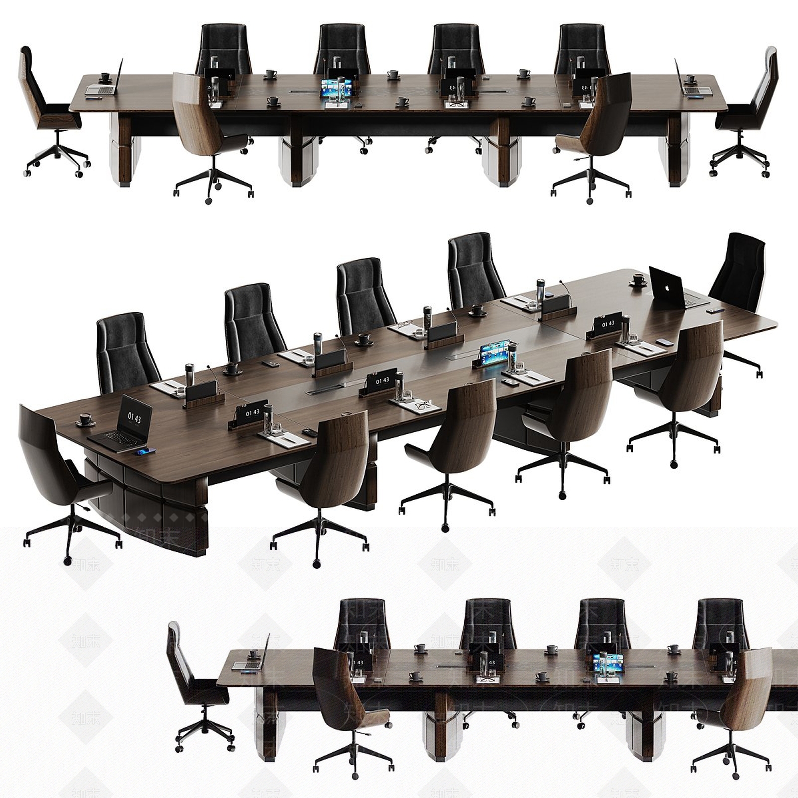 新中式办公桌3D模型下载【ID:1233423047】