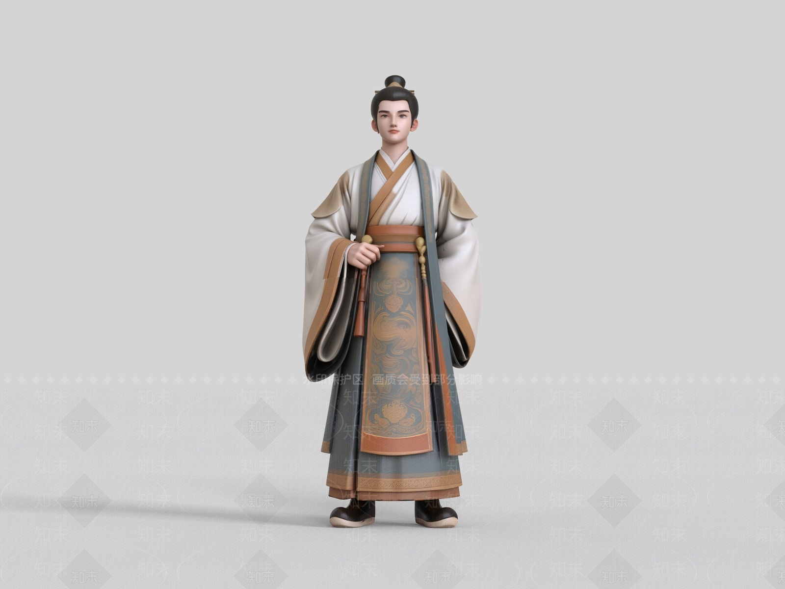 新中式虚拟人物3D模型下载【ID:1233423113】