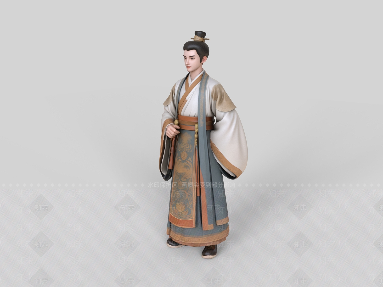新中式虚拟人物3D模型下载【ID:1233423113】