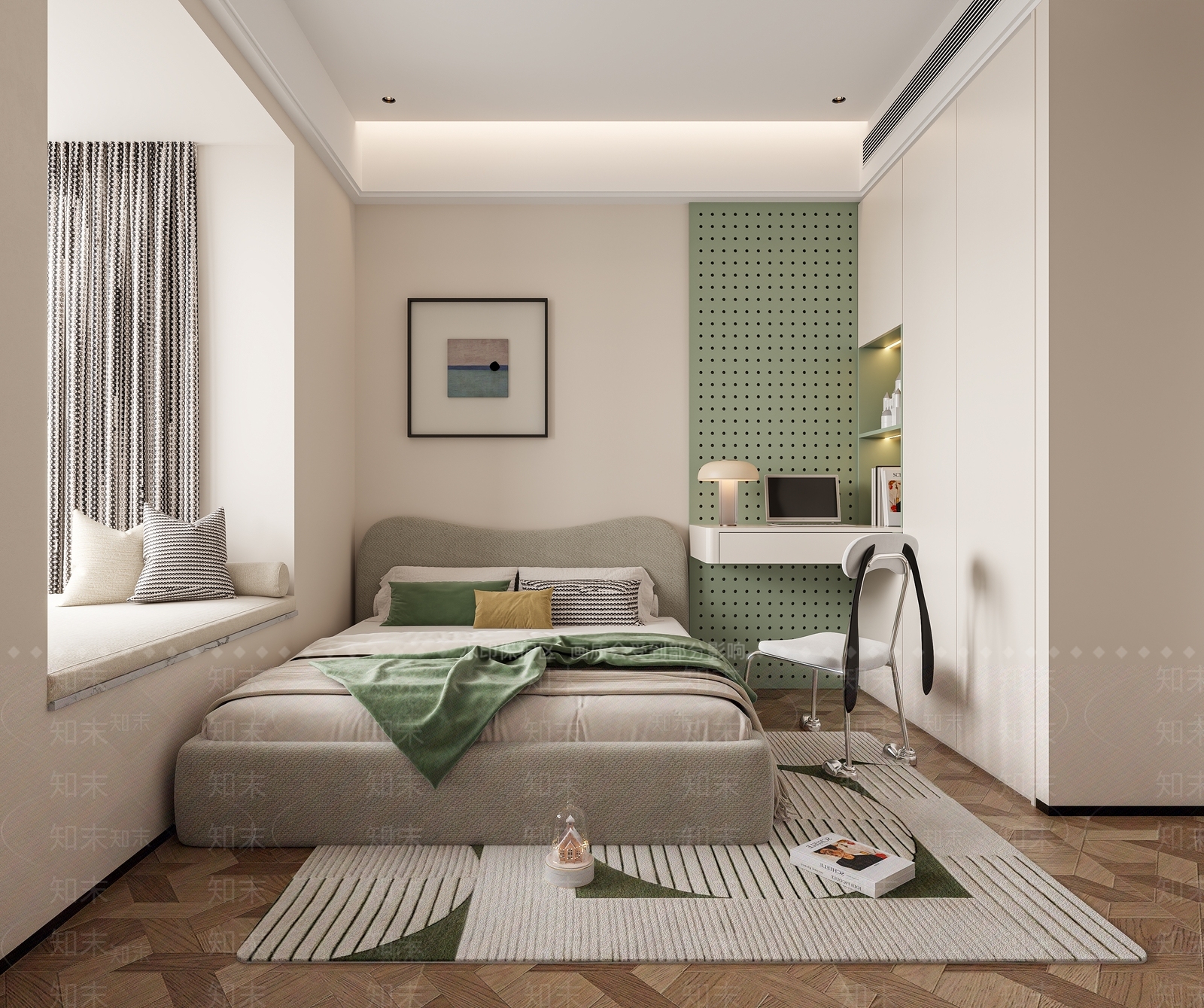 现代简约次卧3D模型下载【ID:1233423464】