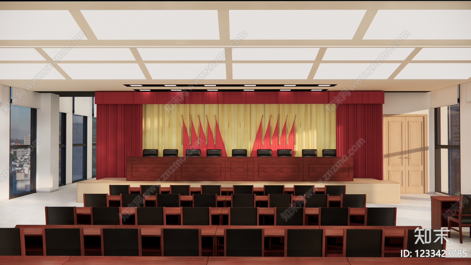 现代简约报告厅SU模型下载【ID:1233423785】
