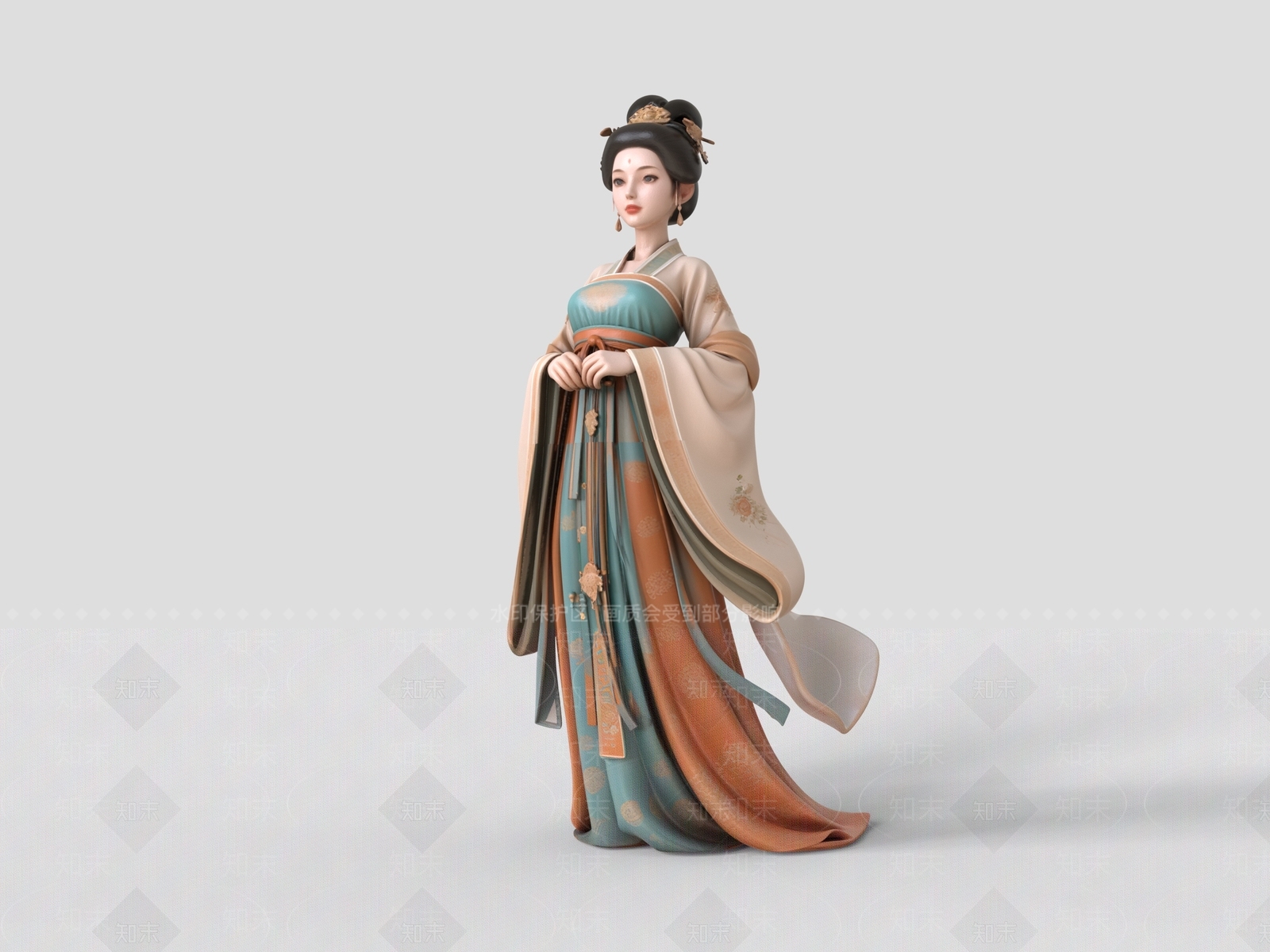 中式虚拟人物3D模型下载【ID:1233425637】