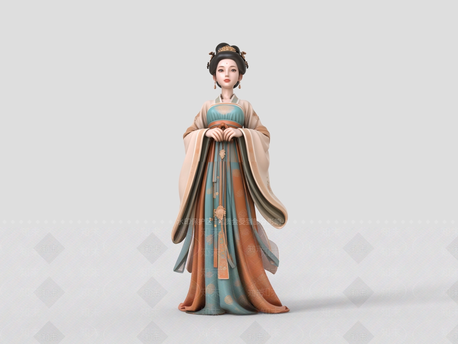 中式虚拟人物3D模型下载【ID:1233425637】