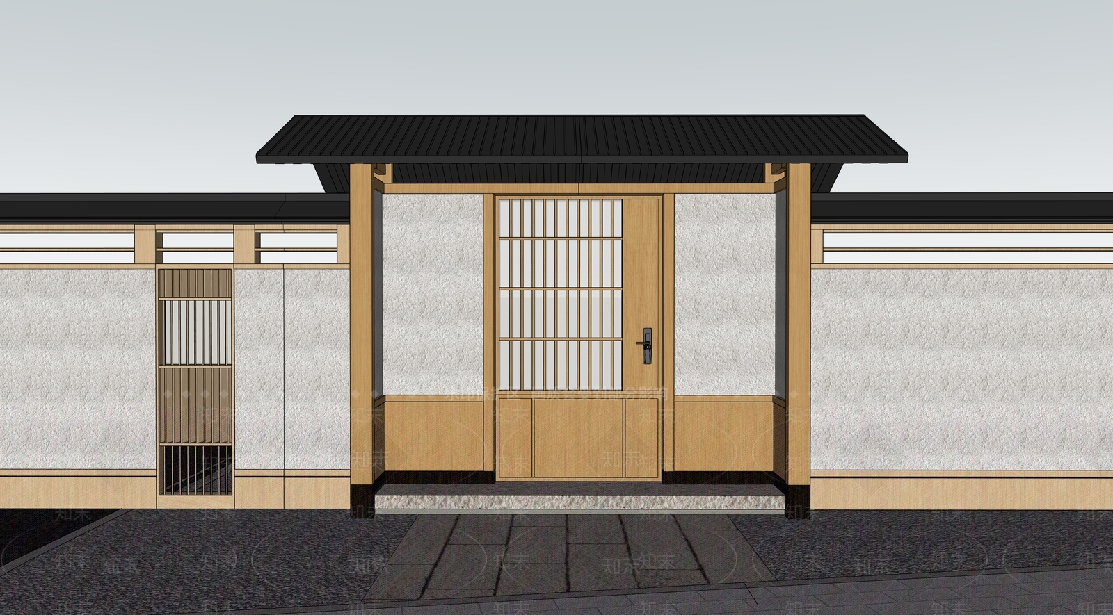 日式入口大门SU模型下载【ID:1233425506】