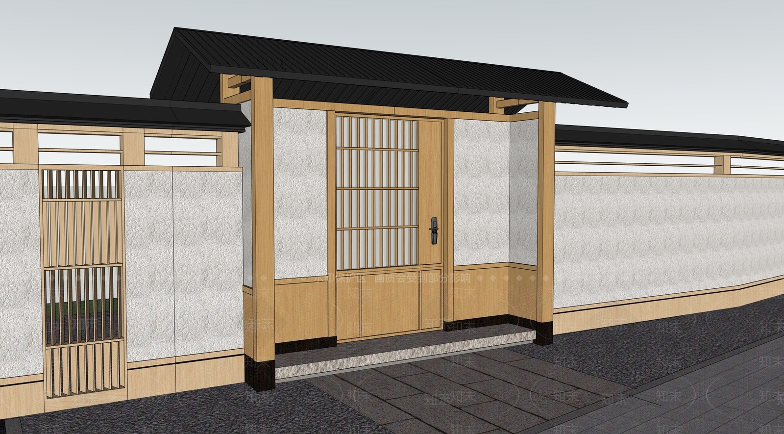 日式入口大门SU模型下载【ID:1233425506】