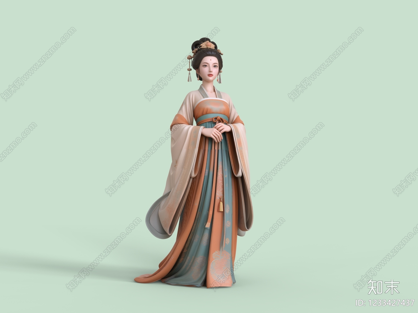 中式女人SU模型下载【ID:1233427437】