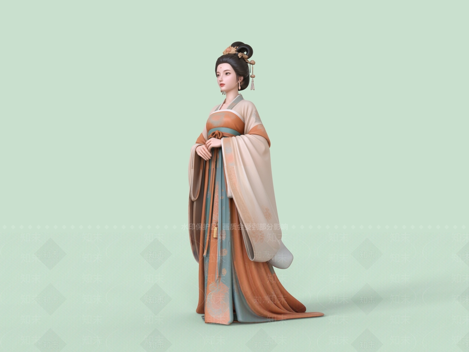 中式女人SU模型下载【ID:1233427437】