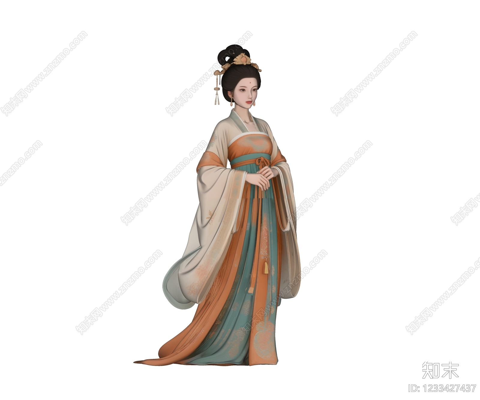 中式女人SU模型下载【ID:1233427437】