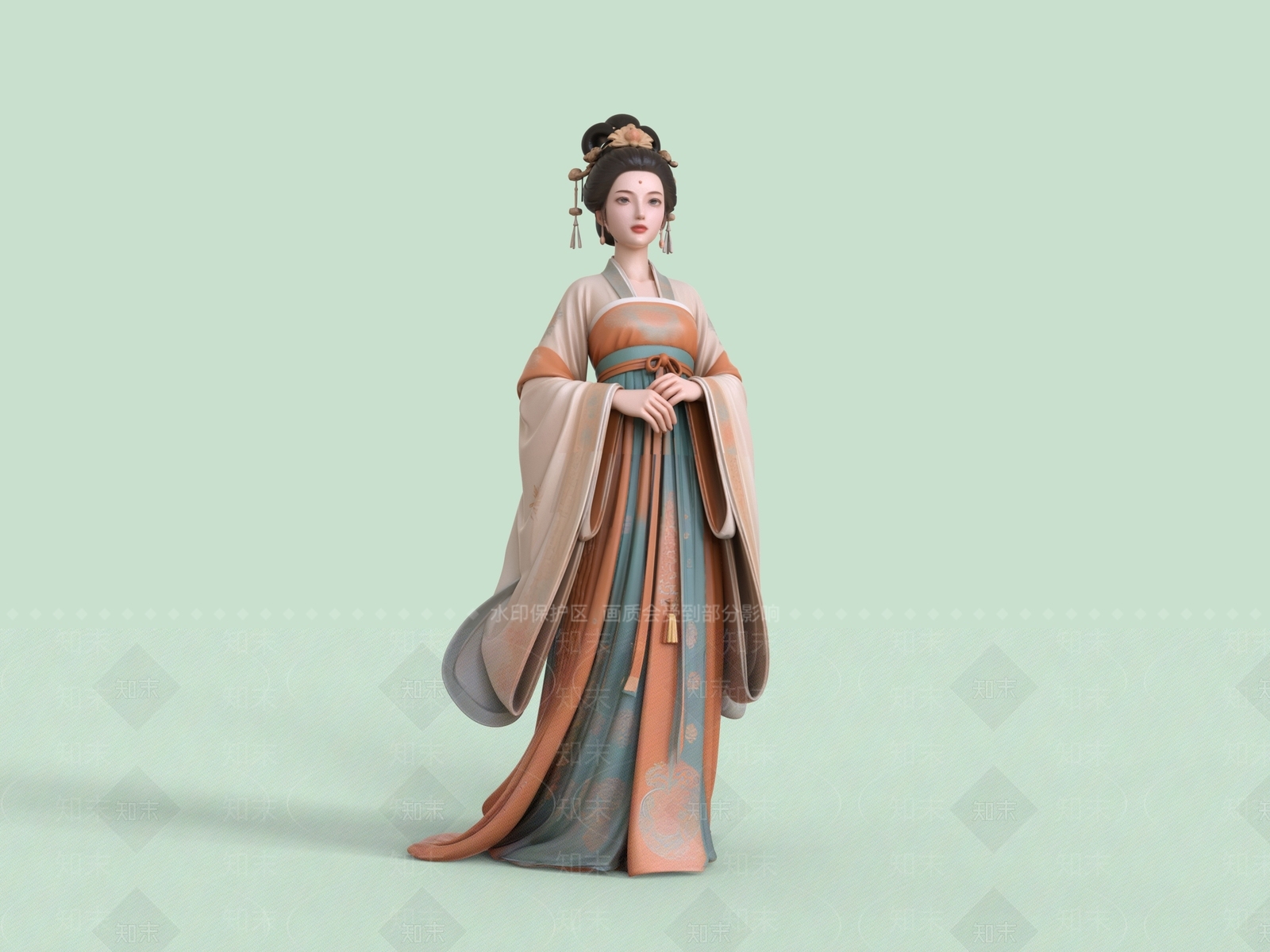 中式女人3D模型下载【ID:1233427852】