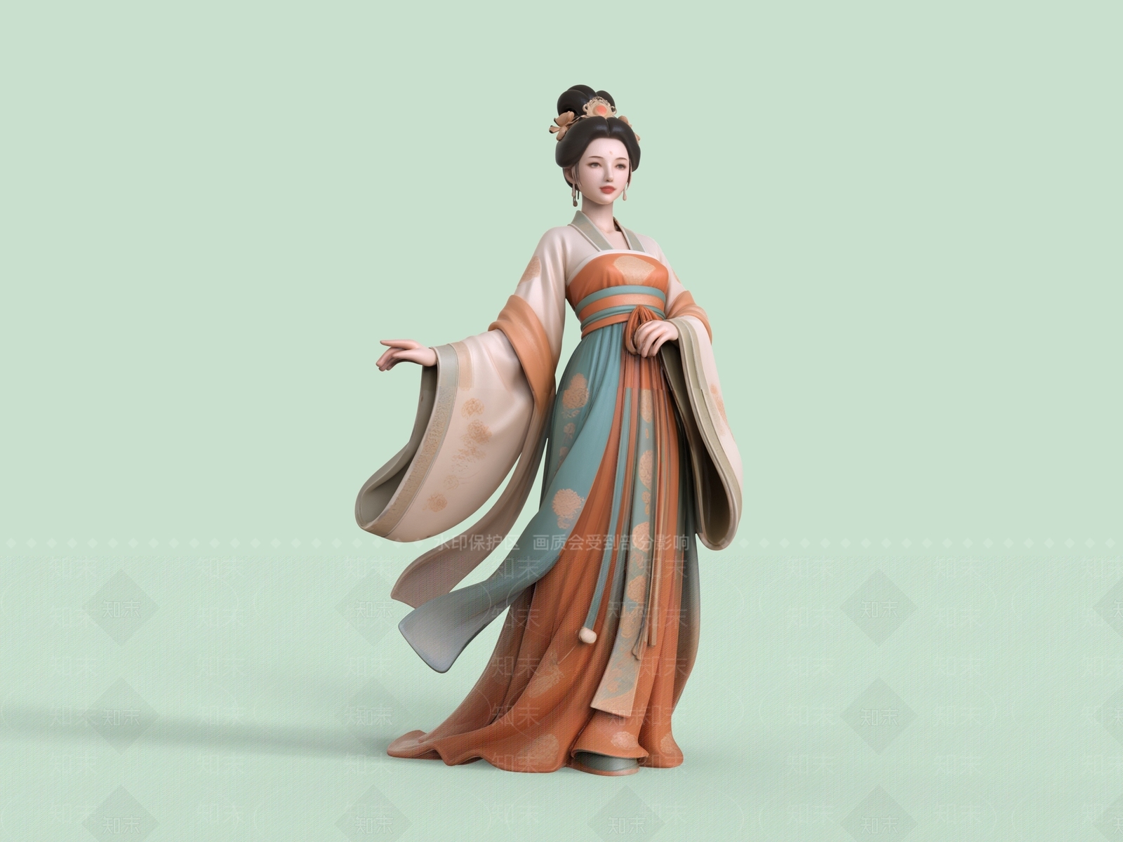 中式女人3D模型下载【ID:1233428847】