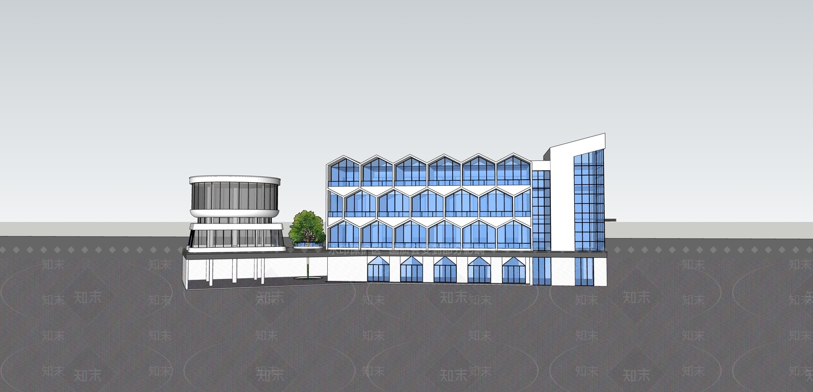 现代主义民宿建筑SU模型下载【ID:1233429893】